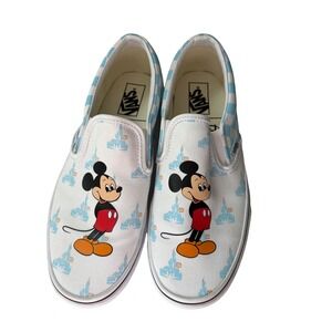Vans Disney Mickey Mouse Slip On 9.5 W 8M Blue White Sneakers, Skate, Disney